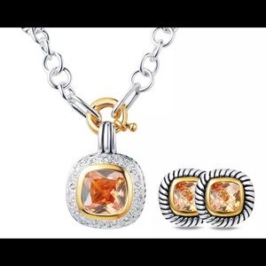 New Antique Trendy Fashion Jewelry Champagne necklace and earrings no box